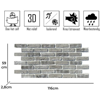 Metro Stone – Ziegelsteinstreifen 3D Wandpaneel
116x59x2.8cm