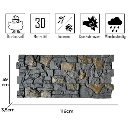 Arizona Dark – Ziegelsteinstreifen 3D Wandpaneel
116x59x3,5cm