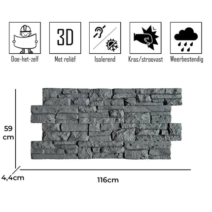 Colorado Schwarz – Ziegelsteinstreifen 3D Wandpaneel
116x59x4.4cm