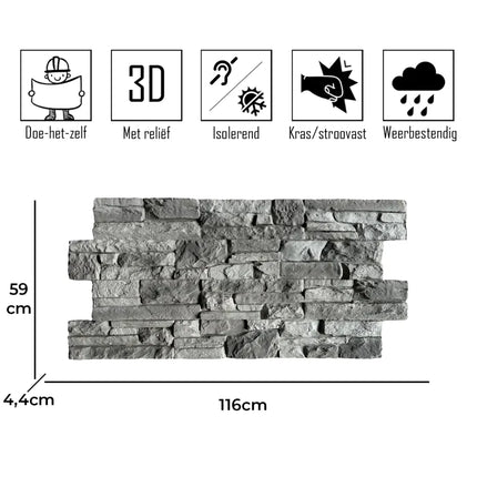 Colorado Grau – Ziegelsteinstreifen 3D Wandpaneel
116x59x4.4cm