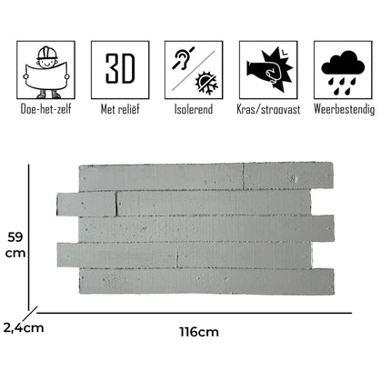 Beton Beton – Backsteinstreifen 3D Wandpaneel
116x59x2.4cm