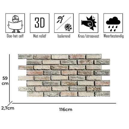 Artisan Brick – Baksteenstrips 3D Wandpaneel
116x59x2cm