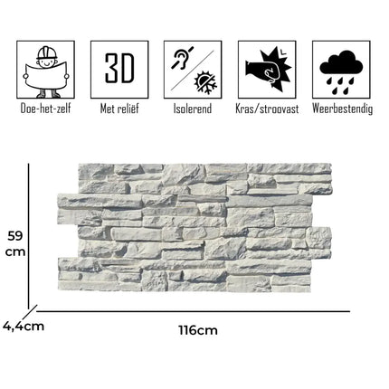 Chateau Blanc – Ziegelsteinstreifen 3D Wandpaneel
116x59x4.4cm