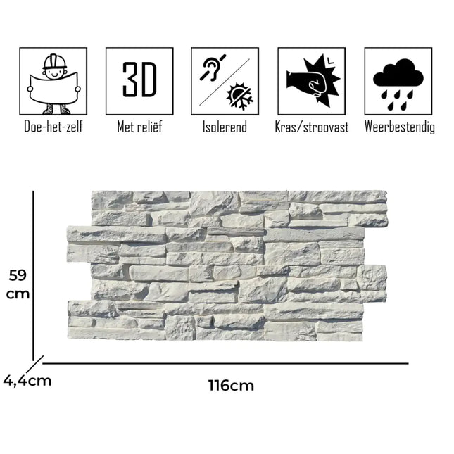 Chateau Blanc – Ziegelsteinstreifen 3D Wandpaneel
116x59x4.4cm