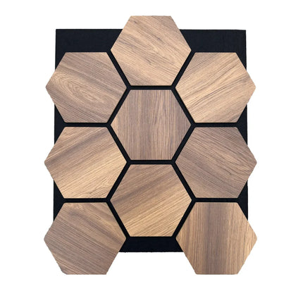 Eiche Dunkel – Hexagon Filz-Akustikplatten – Schalldämmung – Für Innenräume – 80x60x2cm