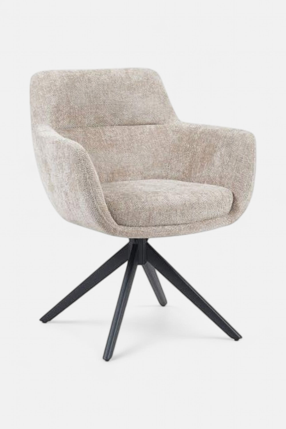 Kim Draaibare Eetkamerstoel - Beige Chenille - 360 Graden