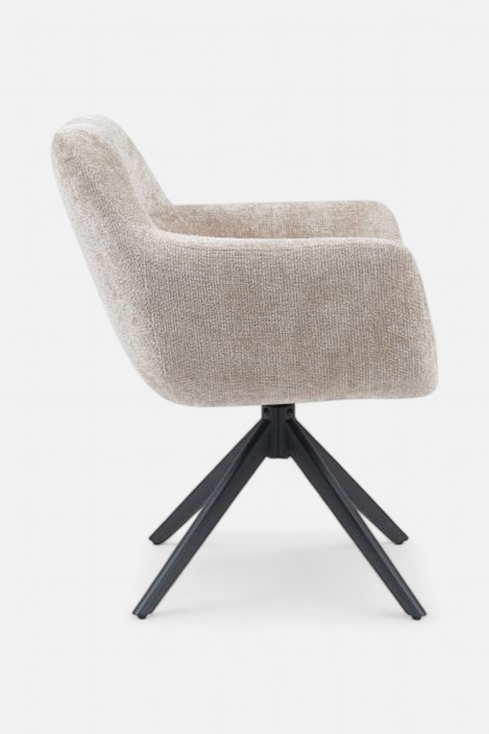 Kim Draaibare Eetkamerstoel - Beige Chenille - 360 Graden
