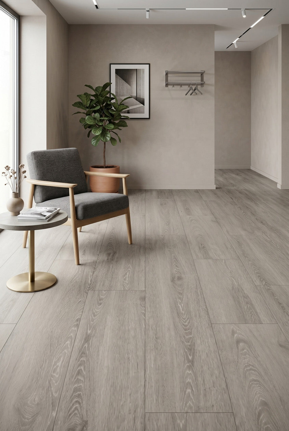 SPC klik-vinylvloer - Matter Horn - Middengrijs houtlook - 5 mm