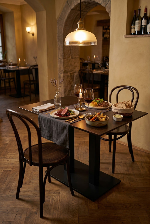 Kopenhagen Gastro-Tisch - Schwarzbraun Holzoptik - 69 x 120 cm