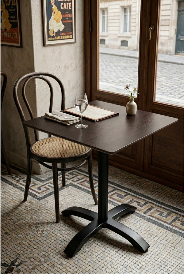 Kopenhagen Gastro-Tisch - Schwarzbraun Holzoptik- 69 x 69 cm - mit Klapprahmen