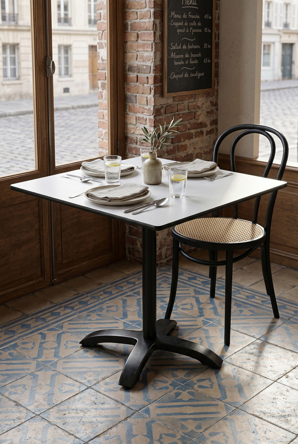 Kopenhagen Gastrotafel - wit - 69 x 69 cm - met inklapbaar onderstel