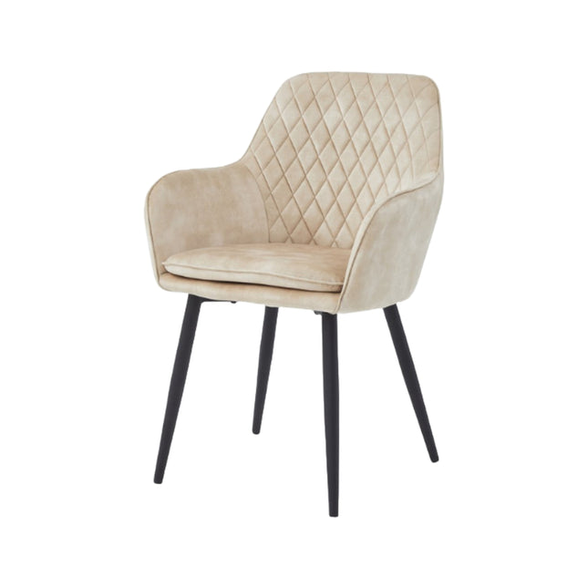 2 Stück Esszimmerstuhl - Laura - Beige - Adore Samt