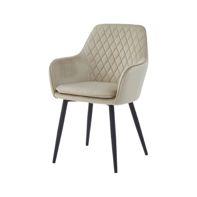 2 Stück Esszimmerstuhl - Laura - Beige - Samt