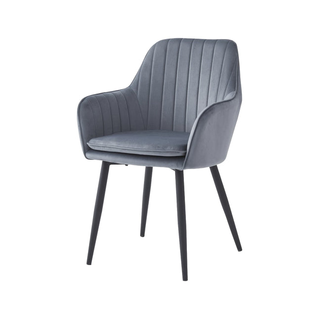 2 Stück Esszimmerstuhl - Lavinia - Grau - Samt