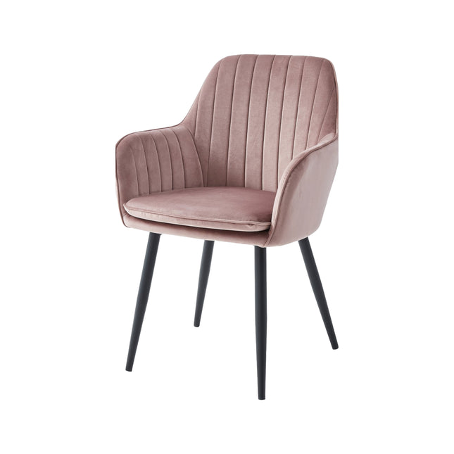 2 Stück Esszimmerstuhl - Lavinia - Rosa - Samt
