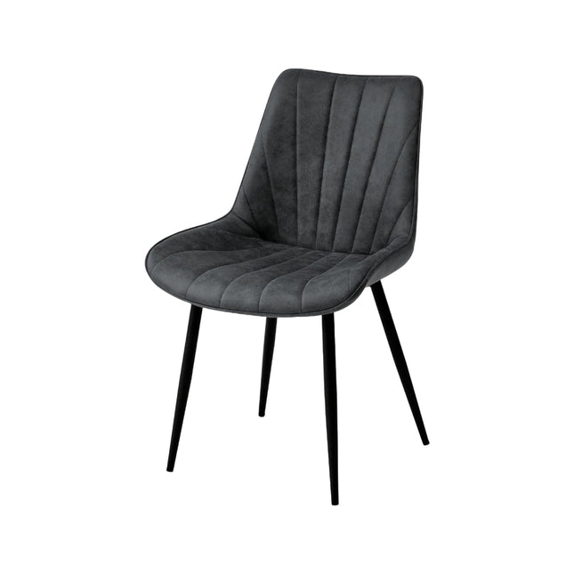 2 Lesedi Esszimmerstuhl Anthrazit – Moderner Polsterstuhl aus Mikrofaser - Metallbeinen- Elegant