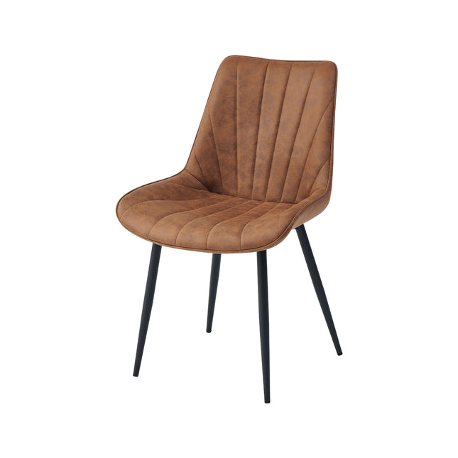 2 Lesedi Esszimmerstuhl Cognac– Moderner Polsterstuhl aus Mikrofaser - Metallbeinen- Elegant