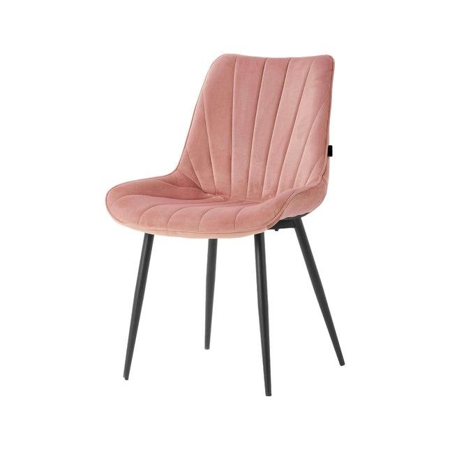 2 Stück Esszimmerstuhl - Lesedi - Rosa - Samt