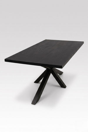 Massief eiken eettafel - Zwart - incl. spinpoot - 4 cm dikte
