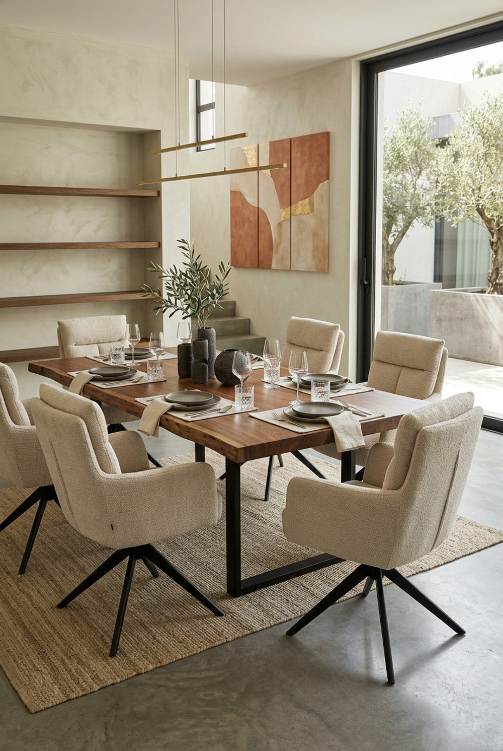 Max Draaibare Eetkamerstoel - Beige Chenille - 360 Graden