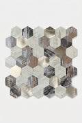 Mozaïektegel - Hexagon Art Grijs-Zilver Mix - Zelfklevend