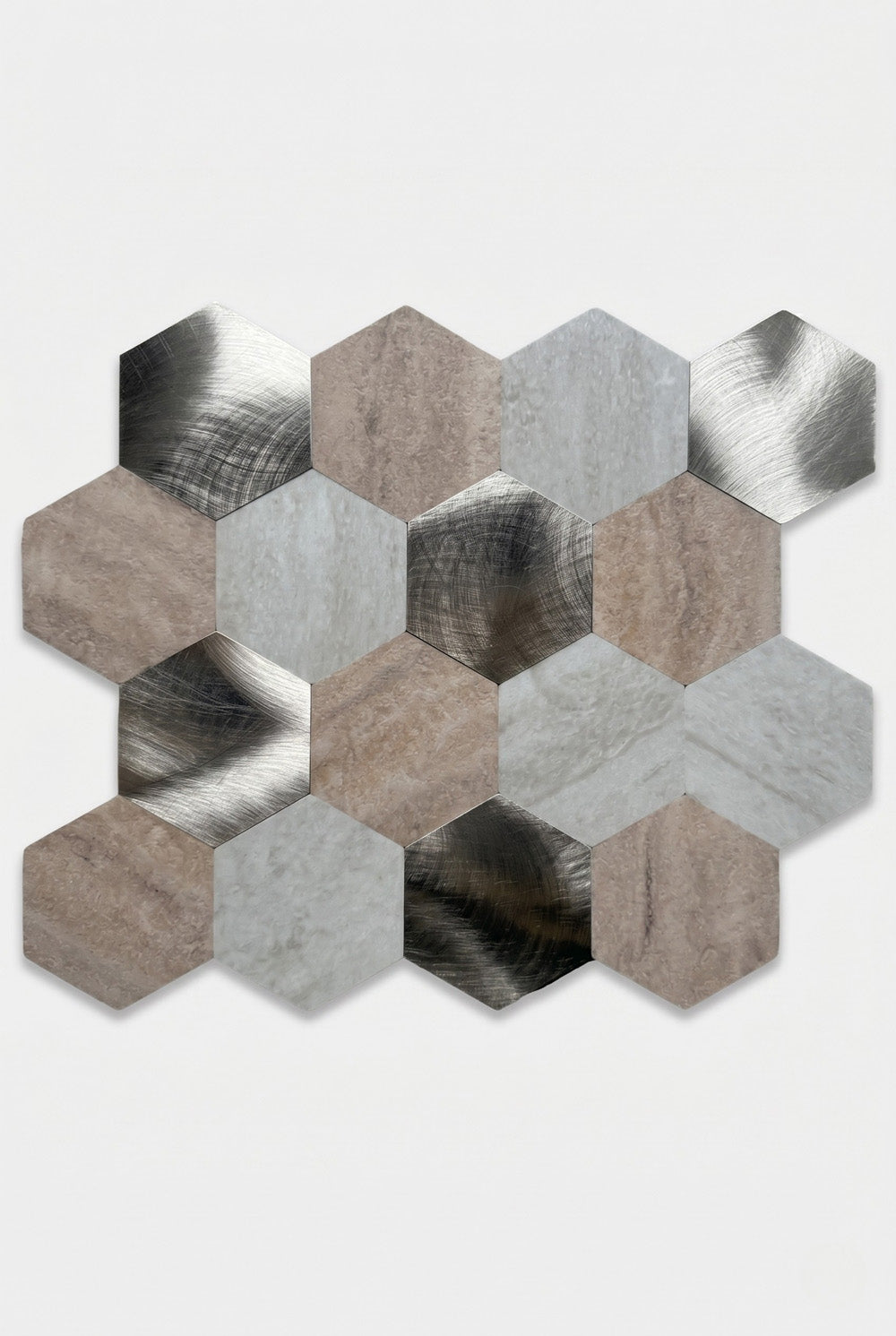 Mozaïektegel - Hexagon Taupe (XL) - Zelfklevend