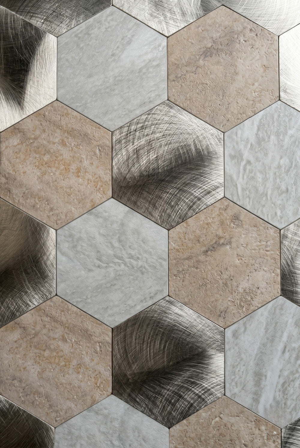 Mozaïektegel - Hexagon Taupe (XL) - Zelfklevend