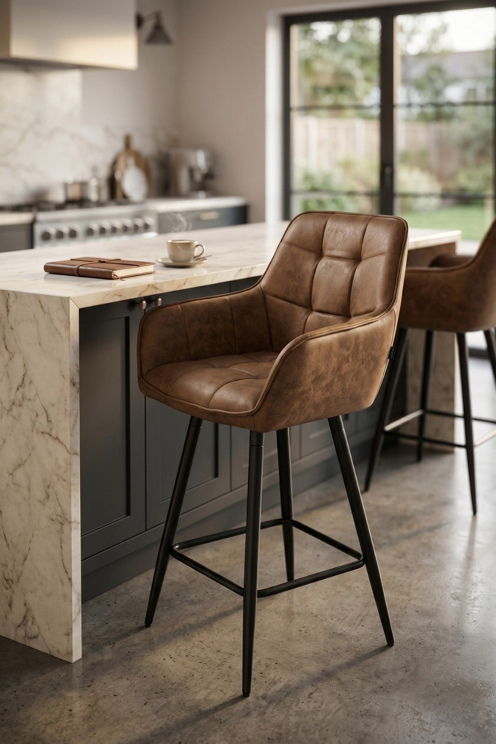 Barkruk New York - Cognac microvezel