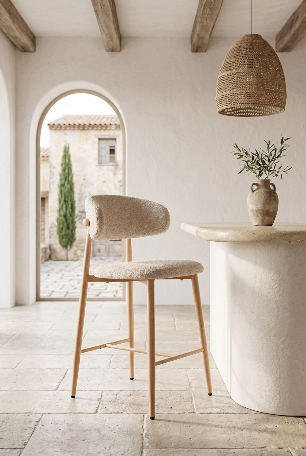 Nordex Barkruk - Beige - Beige metalen poten