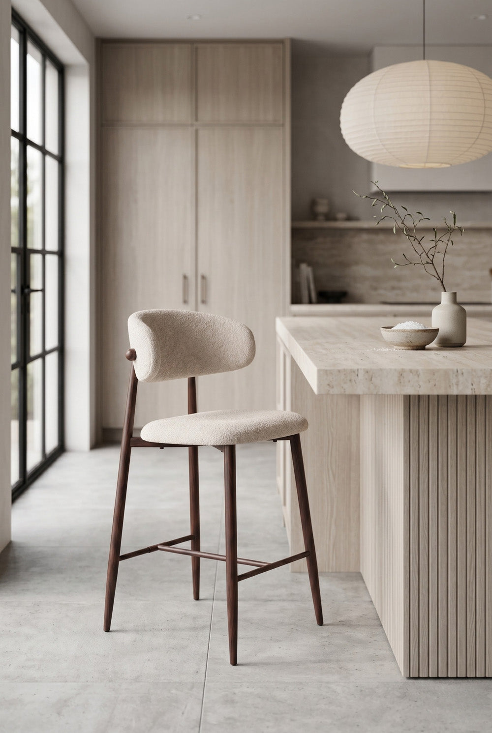 Nordex Barkruk - Beige - Bruine metalen poten