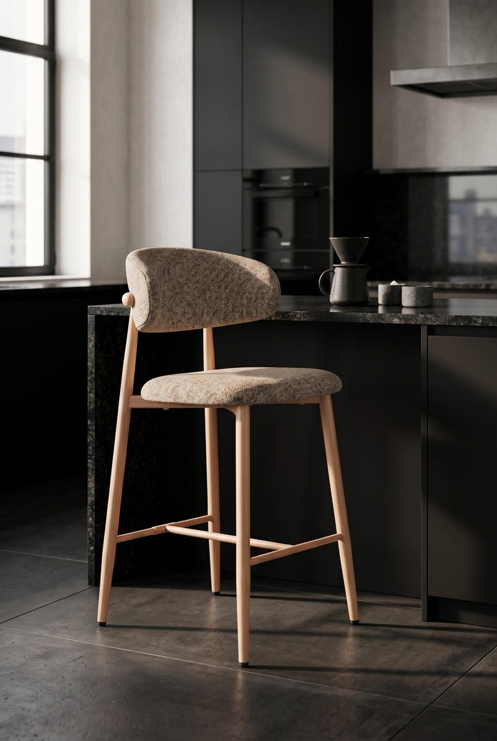 Nordex barkruk - taupe - beige metalen poten