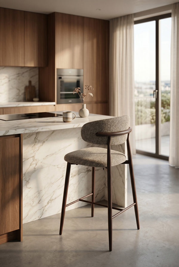 Tabouret de bar Nordex - Taupe - Pieds en métal marron