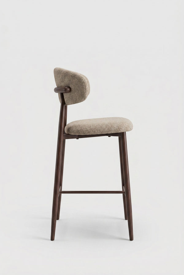 Tabouret de bar Nordex - Taupe - Pieds en métal marron
