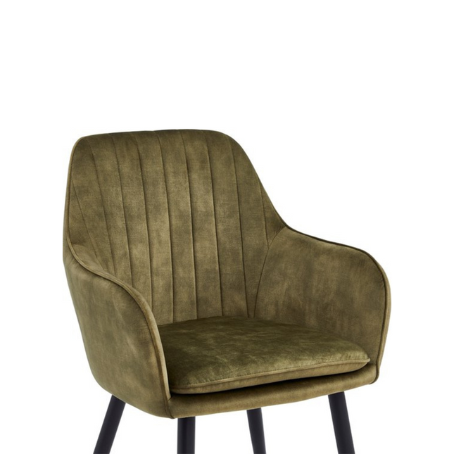 2 Stück Esszimmerstuhl - Lavinia - Olivgrün - Adore Samt