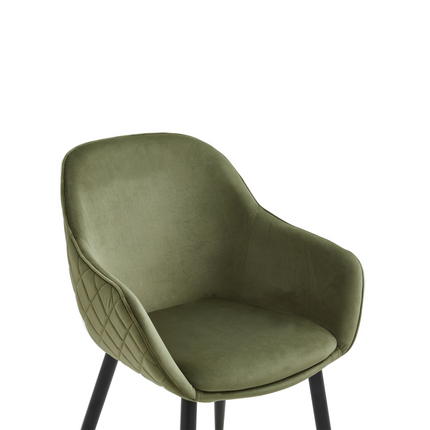 2 Stück Esszimmerstuhl - Metropol - Olivgrün - Samt