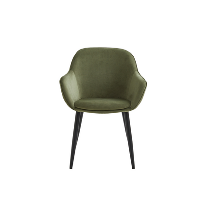 2 Stück Esszimmerstuhl - Metropol - Olivgrün - Samt