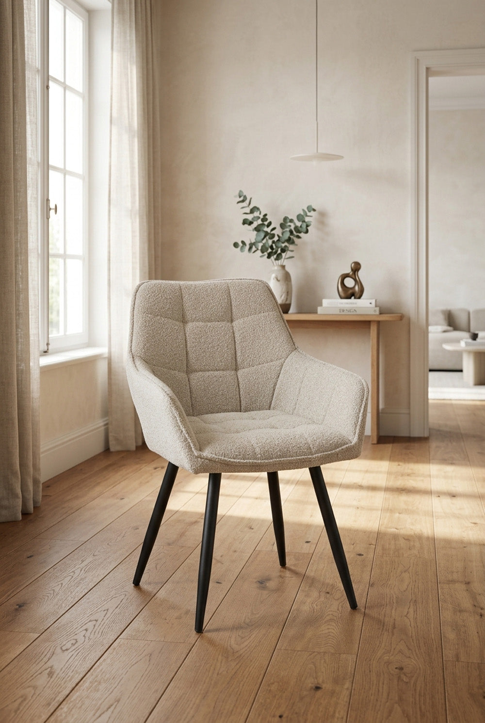 Orlando eetkamerstoel - Beige Bouclé