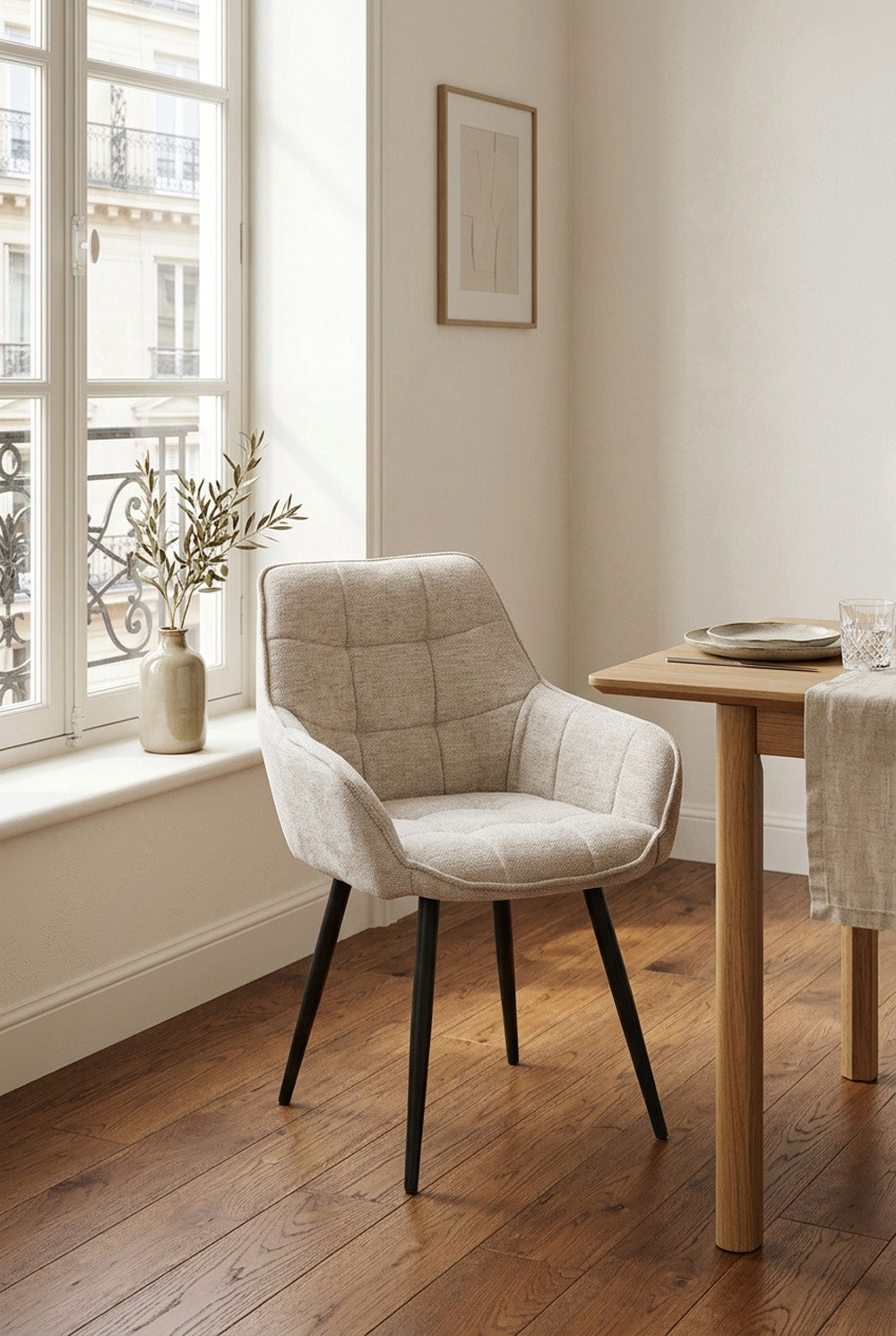 Orlando eetkamerstoel - Beige Chenille
