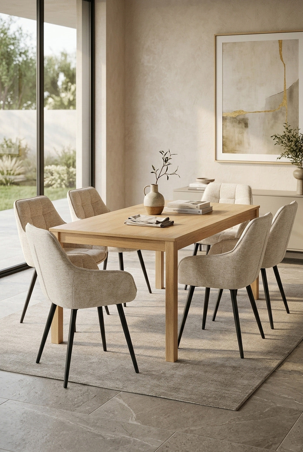 Orlando eetkamerstoel - Beige Chenille