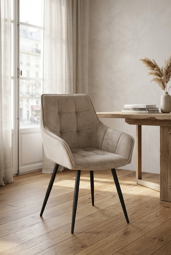 Orlando Esszimmerstuhl - Beige Samt