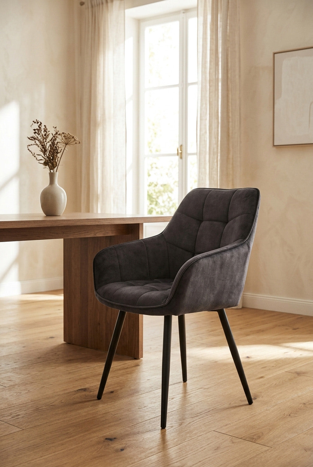 Chaise de salle à manger Orlando - Velours Adore gris