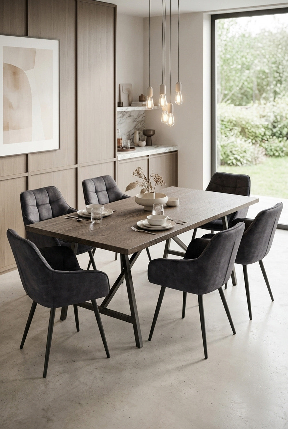 Chaise de salle à manger Orlando - Velours Adore gris