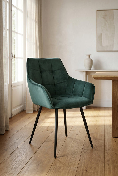 Chaise de salle à manger Orlando - Velours vert