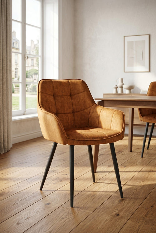Chaise de salle à manger Orlando - Velours Adore Ocre