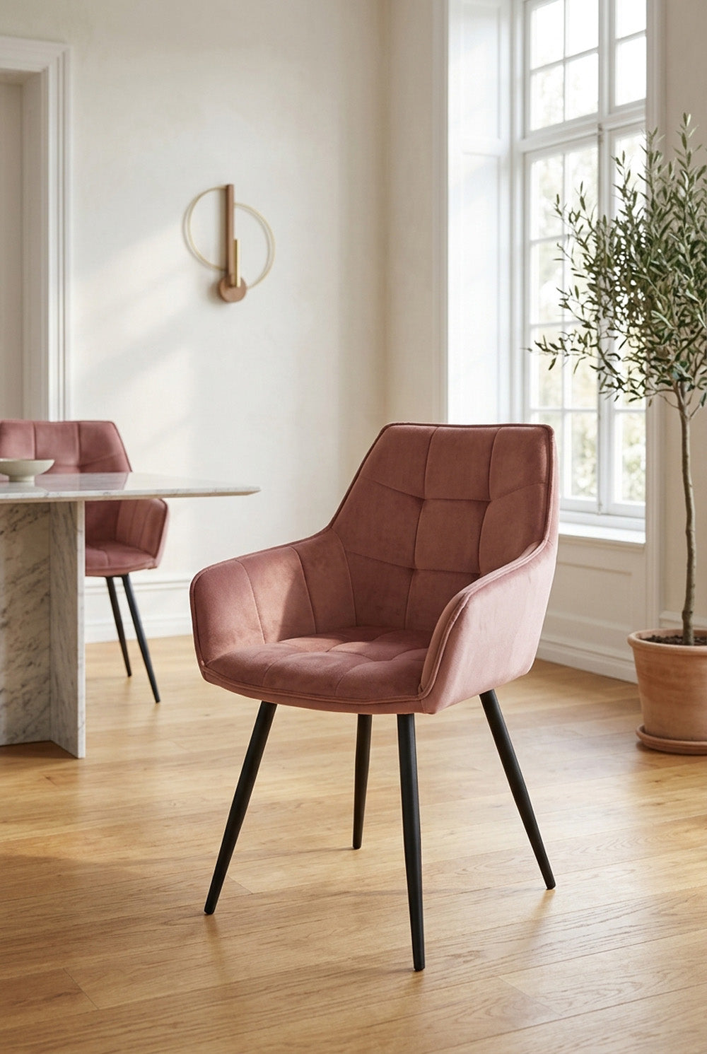 Eetkamerstoel Orlando - Roze fluweel