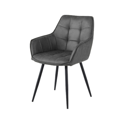 2 Orlando Esszimmerstuhl Anthrazit– Moderner Polsterstuhl aus Mikrofaser - Metallbeinen- Elegant