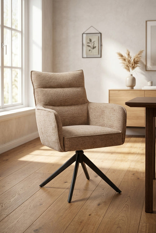 Chaise de salle à manger pivotante Paul - Chenille Teupe - 360 degrés