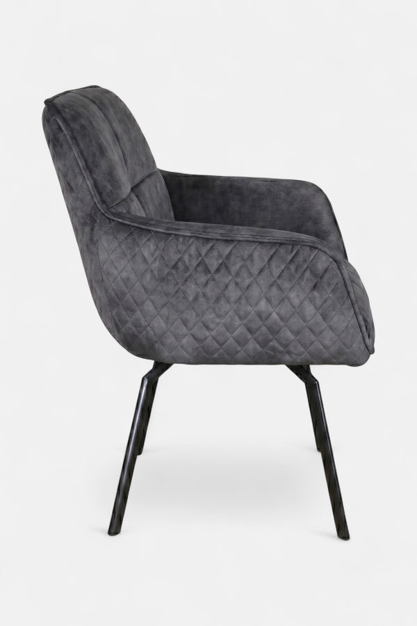 Chaise de salle à manger pivotante Peter - Velours anthracite - 180 degrés