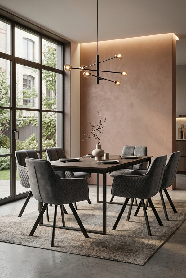 Chaise de salle à manger pivotante Peter - Velours anthracite - 180 degrés