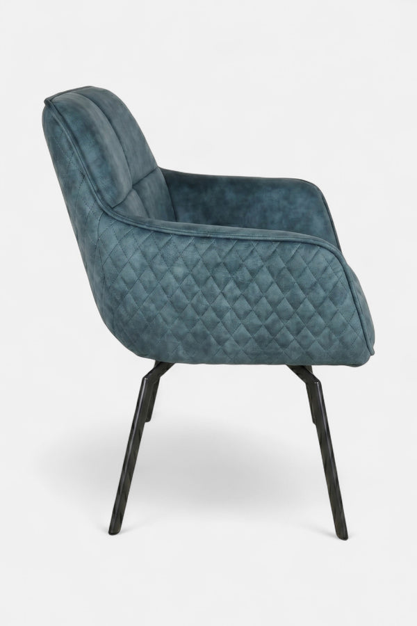 Chaise de salle à manger pivotante Peter - Velours aigue-marine - 180 degrés